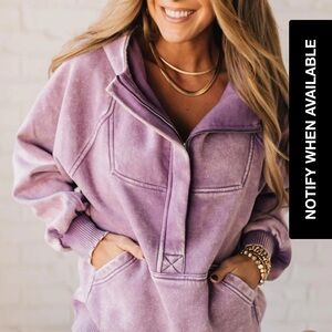 Zenana Purple Half-Zip Hoodie